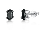 Load image into Gallery viewer, Sterling Silver Oval Earrings With Black Zirconia - JOOLS By Jenny Brown