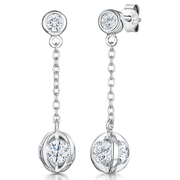 Sterling Silver Drop Earring With Ball And Chain JOOLS by Jenny Brown