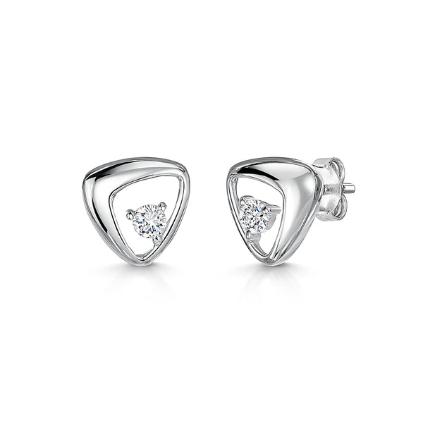 Sterling Silver Soft Triangle Stud Earrings-JOOLS by Jenny Brown