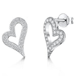 Load image into Gallery viewer, Sterling Silver Dali Style Open Heart Stud Earringsearrings - JOOLS By Jenny Brown