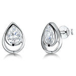 Load image into Gallery viewer, Sterling Silver Teardrop Stud Earring With Cubic Zirconia JOOLS by Jenny Brown