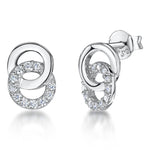 Load image into Gallery viewer, Sterling Silver Linked Circle Stud Earrings Set With Cubic Zirconias JOOLS by Jenny Brown