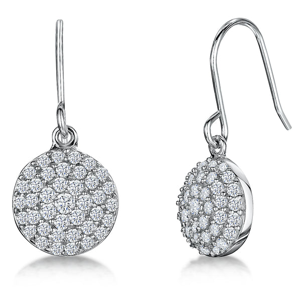 Sterling Silver Pave Set Circle Drop Earrings JOOLS by Jenny Brown
