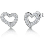 Load image into Gallery viewer, Sterling Silver Small Stone Set Heart Stud Earringsearrings - JOOLS By Jenny Brown