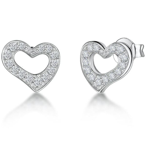 Sterling Silver Small Stone Set Heart Stud Earringsearrings - JOOLS By Jenny Brown