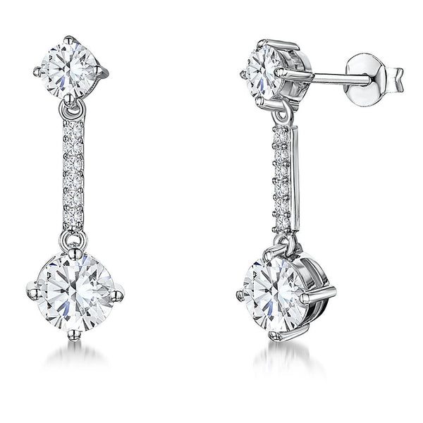 Sterling Silver Earrings Featuring Brilliant Cut Cubic Zirconia Drops - JOOLS By Jenny Brown