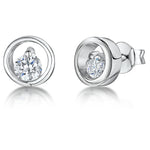 Load image into Gallery viewer, Cubic Zirconias Set Within A Sterling Silver Circle Stud Earring -JOOLS by Jenny Brown