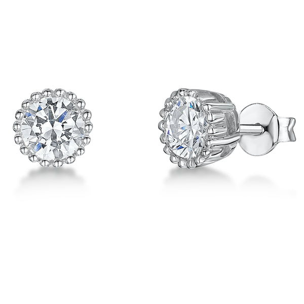 Sterling Silver 'Cupcake' Stud Earring With 6mm Cubic Zirconia JOOLS by Jenny Brown