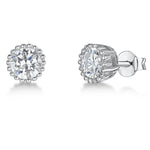 Load image into Gallery viewer, Sterling Silver 'Cupcake' Stud Earring. 5mm Cubic Zirconia With A With Beaded Millgrain Surround JOOLS by Jenny Brown