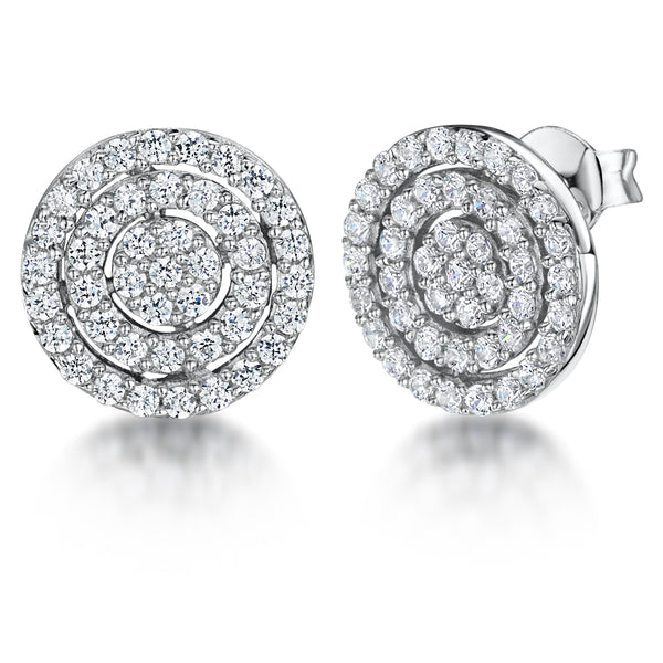 Sterling Silver Pave Concentric Circle Stud Earrings -JOOLS by Jenny Brown