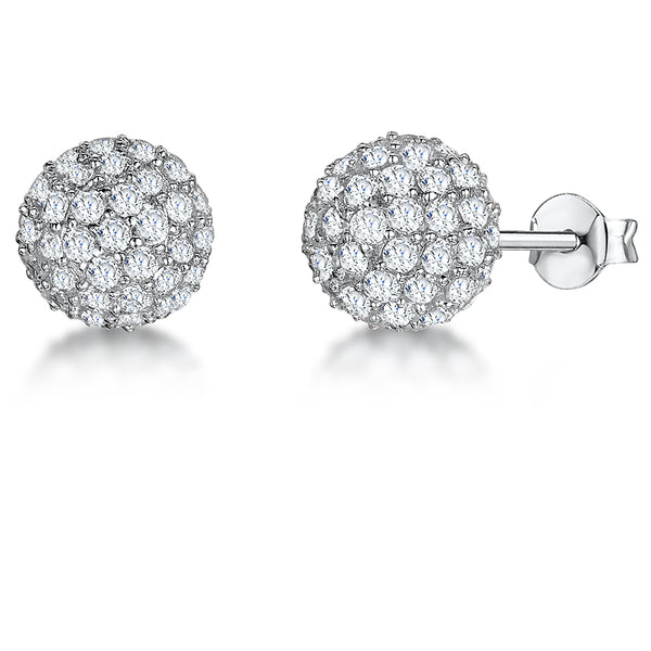 Sterling Silver Pave Set Ball Stud Earrings JOOLS by Jenny Brown