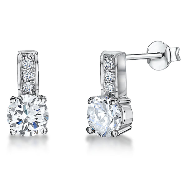 Single Cubic Zirconia Stud Earring With Pave Set Bale JOOLS by Jenny Brown