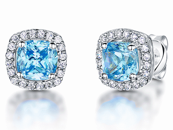 Sterling Silver Cushion Cut Cubic Zirconia Earrings - JOOLS By Jenny Brown