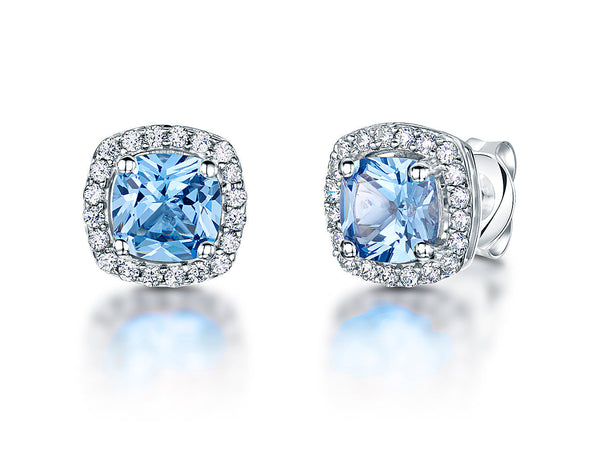 Sterling Silver Cushion Cut Cubic Zirconia Earrings - JOOLS By Jenny Brown