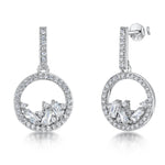 Load image into Gallery viewer, Sterling Silver Pave Round Open Drops Containing Baguette Cubic Zirconias JOOLS by Jenny Brown