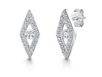 Load image into Gallery viewer, Sterling Silver Open Diamond Shape Drop Earrings Set With a Round Cubic Zirconia Centreearrings - JOOLS By Jenny Brown