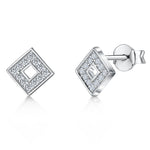 Load image into Gallery viewer, Sterling Silver Square Shaped Pave Set Stud Earrings JOOLS by Jenny Brown