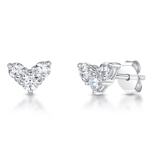 Sterling Silver Small Wide Heart Stud Earrings - JOOLS By Jenny Brown