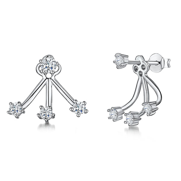 Sterling Silver Jacket Earrings With Cubic Zirconia-JOOLS by Jenny Brown
