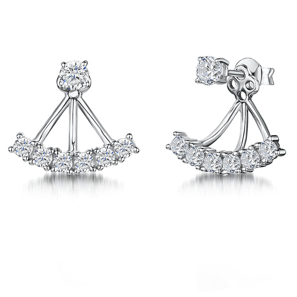 Sterling Silver Jacket Earrings with Cubic Zirconia Stones- JOOLS by Jenny Brown