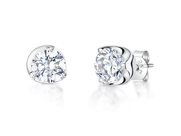 Sterling Silver 6mm Solitaire Set With 3 Claws In Curved Setting JOOLS by Jenny Brown
