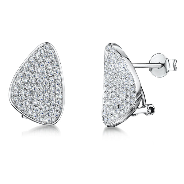 Sterling Silver Soft Triangle Pave Earrings JOOLS by Jenny Brown
