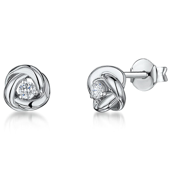 Sterling Silver Small Knot Stud Set With Cubic Zirconia JOOLS by Jenny Brown