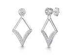 Load image into Gallery viewer, Sterling Silver Art Deco Inspired Diamond Shape Drop Earrings Featuring A Rub Set Cubic Zirconia Stone Set Baledrop earrings - JOOLS By Jenny Brown