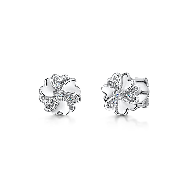 Sterling Silver Small Stud Multi Heart Flower Earring-JOOLS by Jenny Brown