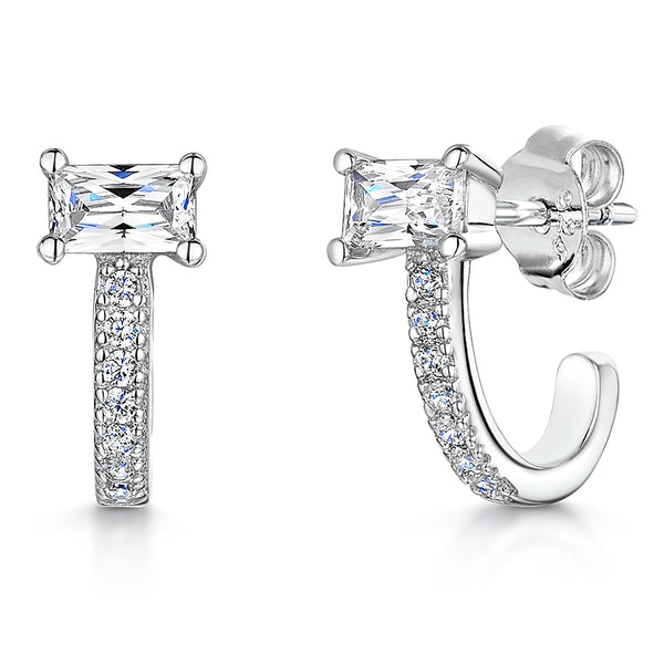 Sterling Silver Earrings Half Huggie Earrings-JOOLS by Jenny Brown
