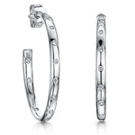 Load image into Gallery viewer, Sterling Silver 3/4 Hoop Earrings Studded With Evenly Spaced Cubic Zirconias JOOLS by Jenny Brown
