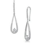 Load image into Gallery viewer, Sterling Silver Teardrop Earrings With A Half Pave Set And Plain DetailOOLS by Jenny Brown