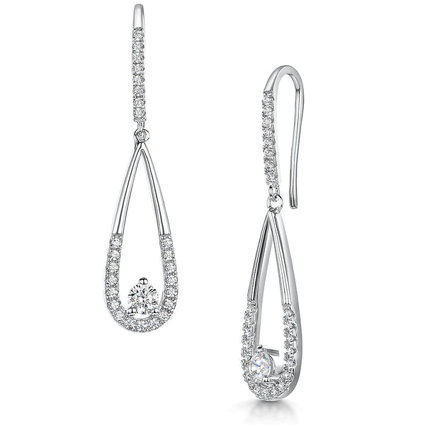 Sterling Silver Teardrop Earrings With A Half Pave Set And Plain DetailOOLS by Jenny Brown