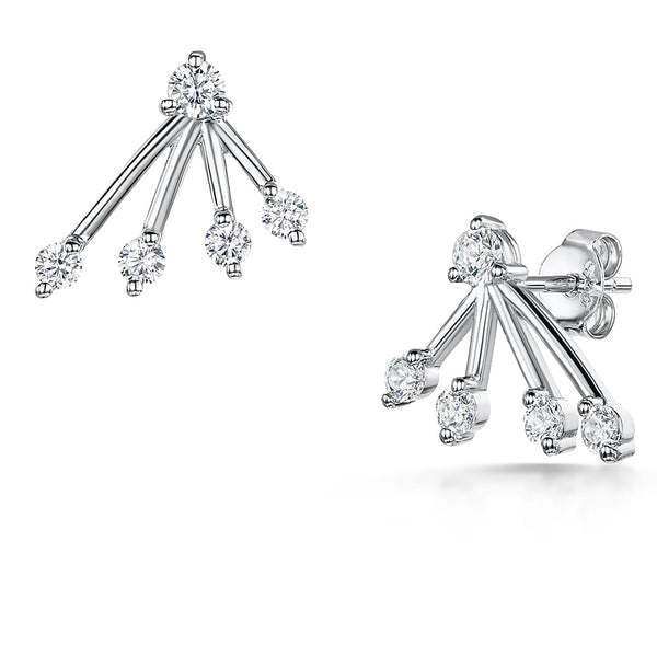 Sterling Silver Frond Cubic Zirconias EarringsJOOLS by Jenny Brown