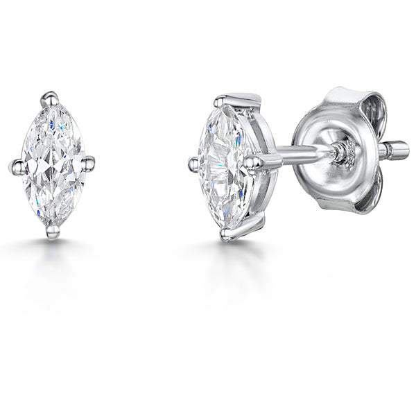 Sterling Silver 3x6mm Marquise Cubic Zirconia Stud Earrings - JOOLS By Jenny Brown