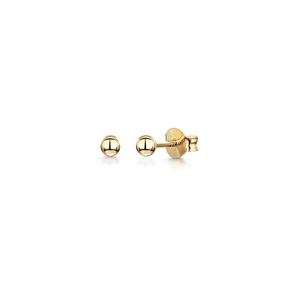 YELLOW GOLD STERLING SILVER BALL STUD EARRINGS- Hypoallergenic