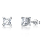 Load image into Gallery viewer, Sterling Silver Solitaire Princess Cut Square Earrings - JOOLS By Jenny Brown