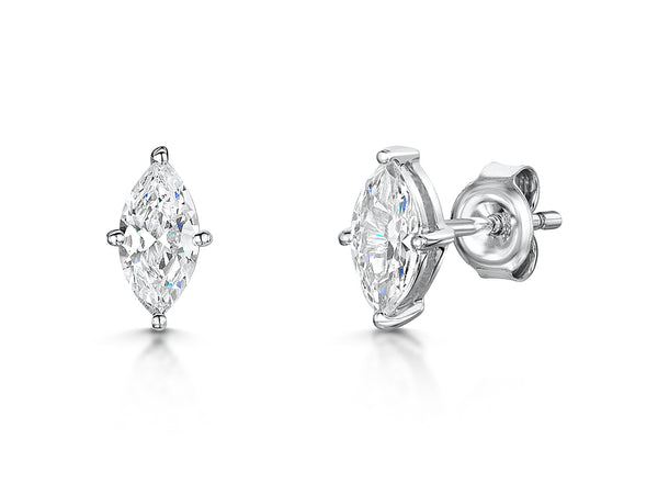 Sterling Silver Marquise Cubic Zirconia Earrings - JOOLS By Jenny Brown