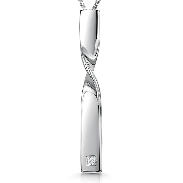 Sterling Silver Simple Twisted Bar Pendant-JOOLS by Jenny Brown