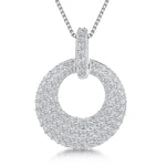Load image into Gallery viewer, Sterling-Silver-Pave-Style-Silver-Donut-Shape-Necklace-Fully-Set-With-Cubic-Zirconia-Stones