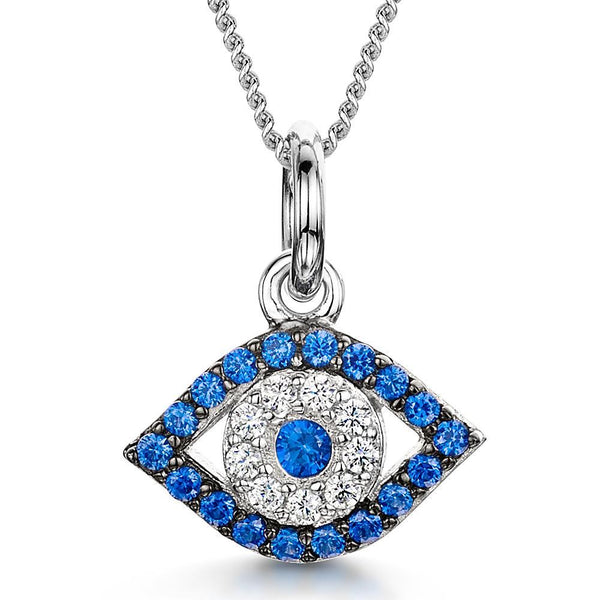 Sterling Silver Evil Eye Necklaces Set With Cubic Zirconia StonesPendants - JOOLS By Jenny Brown