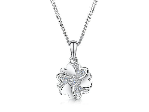 Sterling Silver and Cubic Zirconia Pendant With Interlocked Hearts - JOOLS By Jenny Brown