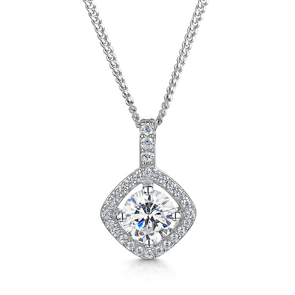 Sterling Silver Offset Halo Pendant - JOOLS By Jenny Brown