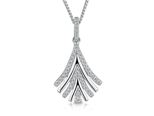 A round brilliant-cut cubic zirconia solitaire pendant on a delicate sterling silver chain with a hidden bale