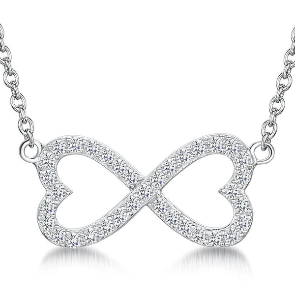 Sterling Silver Cubic Zirconia Infinity Open Heart Necklace - JOOLS By Jenny Brown