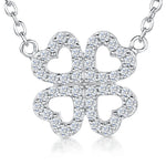 Load image into Gallery viewer, Sterling Silver Pendant With Four Cubic Zirconia Hearts