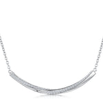Load image into Gallery viewer, Sterling Silver Curved Pave Bar Pendant on Fixed Chain JOOLS by Jenny Brown