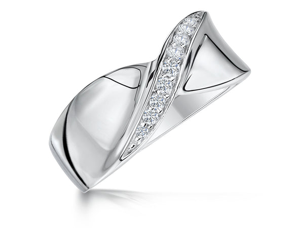 Sterling Silver And Cubic Zirconia Twist Ring Band - JOOLS By Jenny Brown