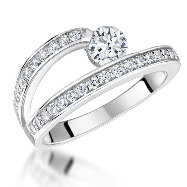 Sterling Silver Open Band Ring Set With Half Carat Cubic Zirconia StoneRings - JOOLS By Jenny Brown