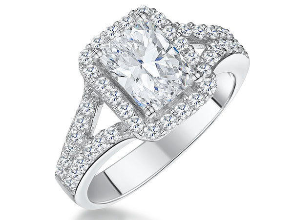 Sterling Silver and Princess Cut Cubic Zirconia Halo Ring - JOOLS By Jenny Brown